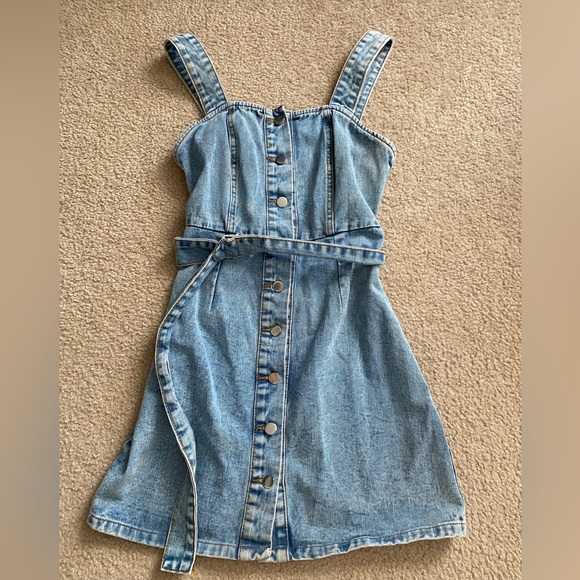 Denim button up dress with belt - Picture 1 of 4